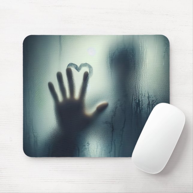 Handgezogenes Herz auf Nassglas Mousepad (Mit Mouse)