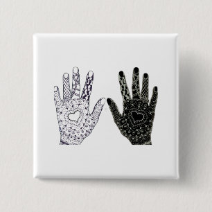 Handgezogenes Herz Doodled Hands Button