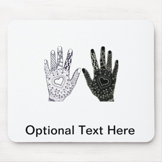 Handgezogenes Herz Doodled Hands Mousepad (Vorne)