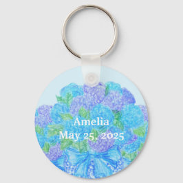 Handgezogenes Hydrangea in Vase Schlüsselanhänger