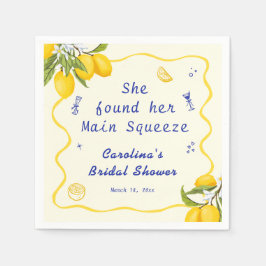 Handgezogenes Lemon Main Squeeze-Brautparty Serviette