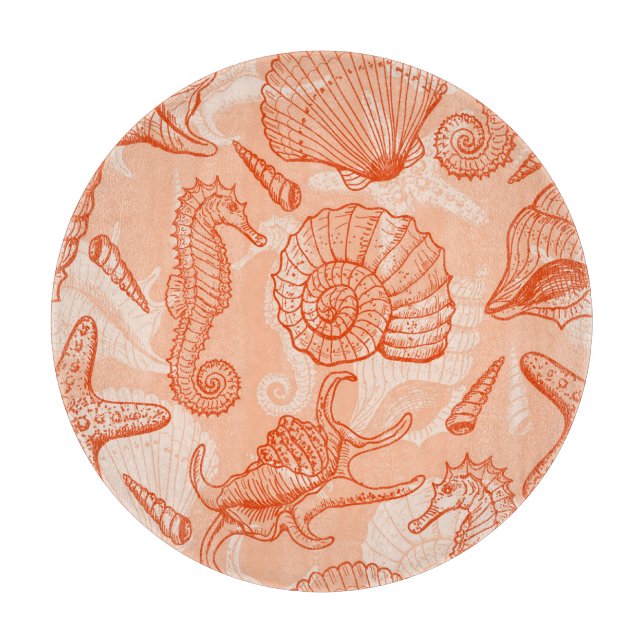 Handgezogenes Meer: Vintages Muster Schneidebrett (Vorderseite)