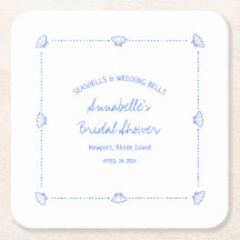 Handgezogenes Muscheln- und Hochzeitsglocken-Braut