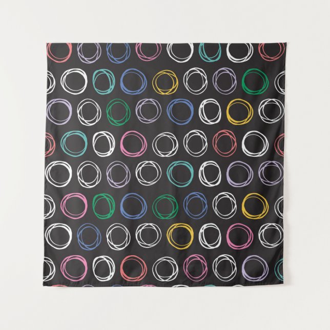 Handgezogenes Muster mit bürstenbehafteten Linien, Wandteppich (Vorderseite)