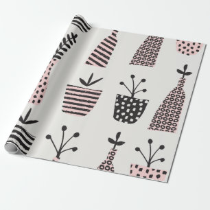 Handgezogenes, nahtloses Muster mit Pflanze in Sch Geschenkpapier