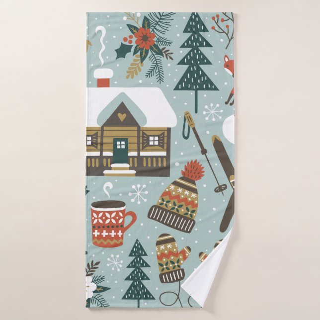 Handgezogenes, nahtloses Vintages Muster mit niedl Badehandtuch (Badehandtuch)