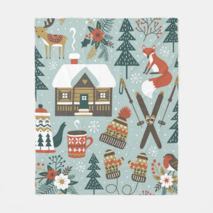 Handgezogenes, nahtloses Vintages Muster mit niedl Fleecedecke