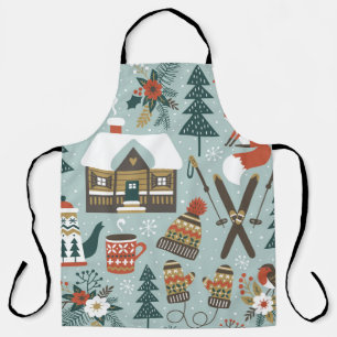 Handgezogenes, nahtloses Vintages Muster mit niedl Schürze