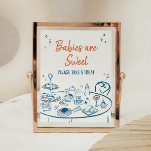 Handgezogenes Party Babydusche Babys sind süß Poster