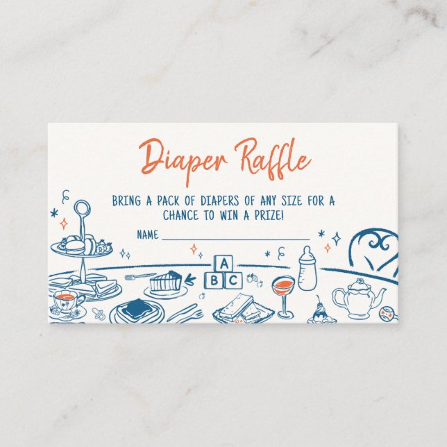 Handgezogenes Party Kinderdusche Windelwanne Begleitkarte (Vorderseite)