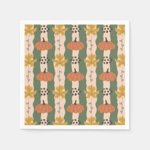 Handgezogenes Pumpkin & Leaf Musterpapier Napkins Serviette