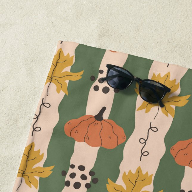 Handgezogenes Pumpkin & Leaf Pattern Strandtuch (Beispiel)