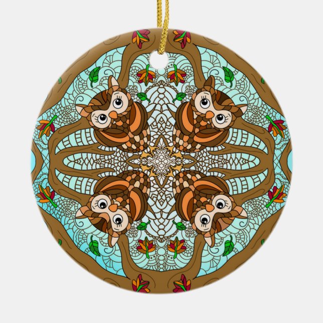 Handgezogenes Schüssel Mandala Keramik Ornament (Vorne)