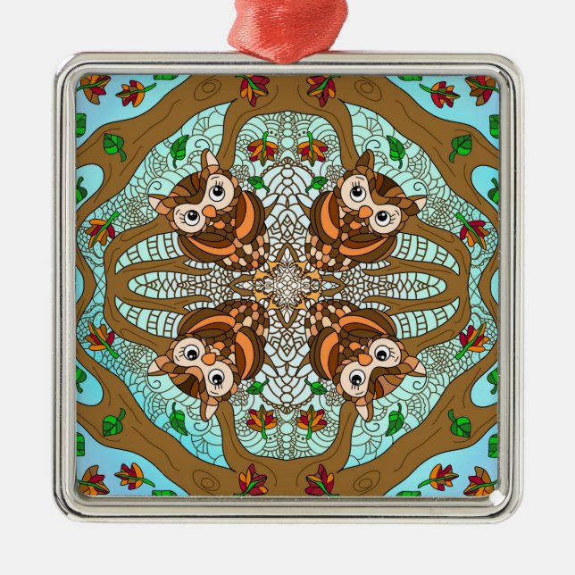 Handgezogenes Schüssel Mandala Keramik Ornament Aus Metall (Vorne)