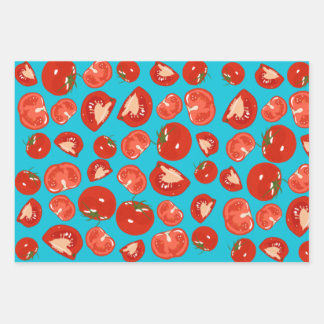Handgezogenes Tomatenwackelpapier Geschenkpapier Set