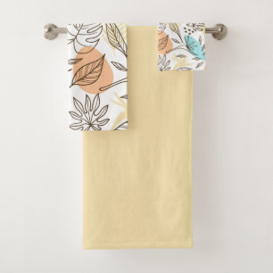 Handgezogenes tropisches Muster Badhandtuch Set