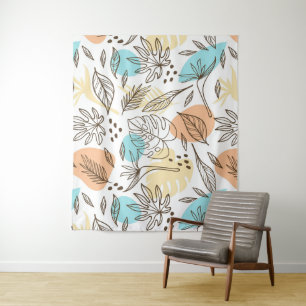 Handgezogenes tropisches Muster Wandteppich