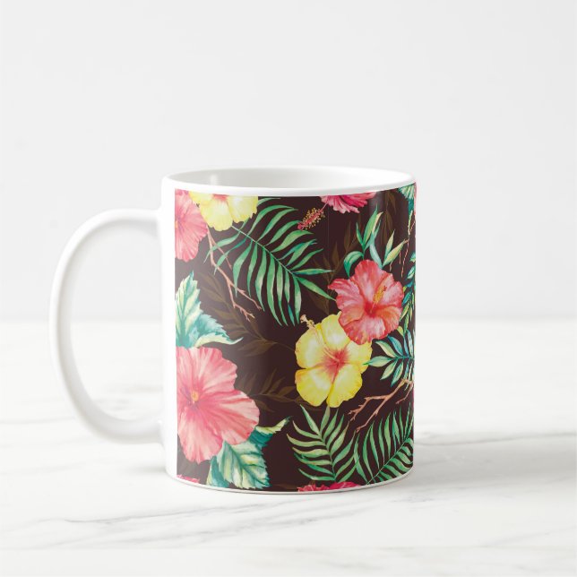 Handgezogenes Wasserfarbmuster nahtlos mit Farbe Kaffeetasse (Links)