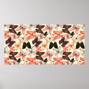 Handgezogenes Wasserfarbmuster nahtlos mit Farbe Poster