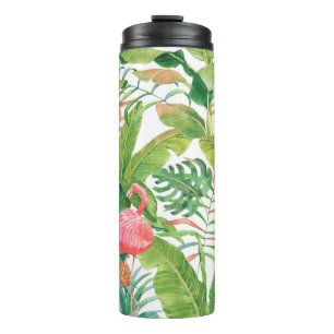Handgezogenes Wasserfarbmuster nahtlos mit rosa f Thermosbecher