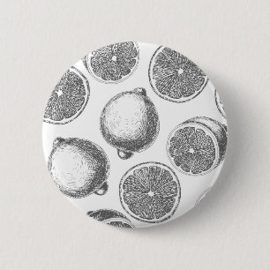Handgezogenes Zitronenmuster Button