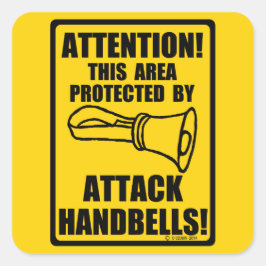 Handglocken angreifen quadratischer aufkleber