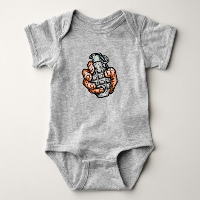 Handgranate im Stil von Comicen Baby Strampler (Vorderseite)
