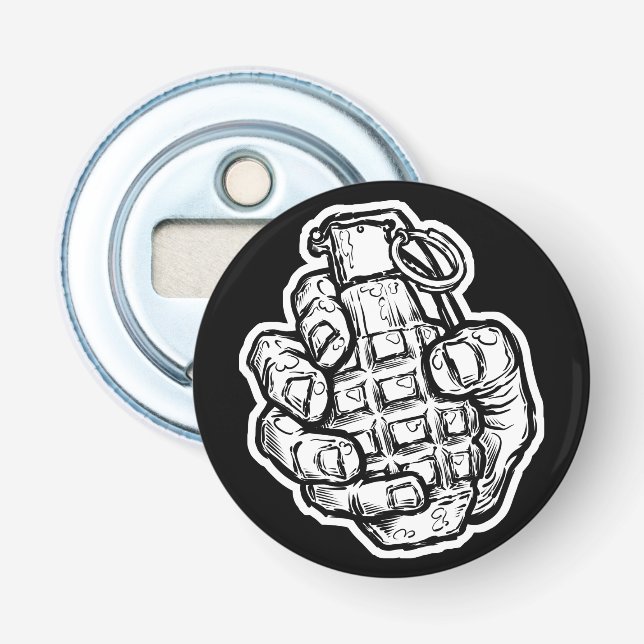 Handgranate im Stil von Comicen Flaschenöffner (Vorderseite)