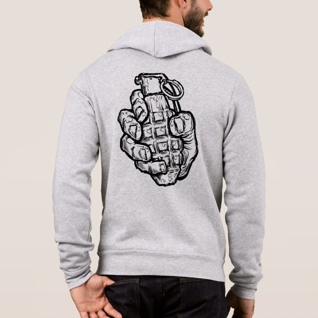Handgranate im Stil von Comicen Hoodie (Rückseite)