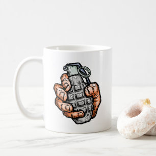 Handgranate im Stil von Comicen Kaffeetasse