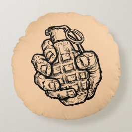 Handgranate im Stil von Comicen Rundes Kissen