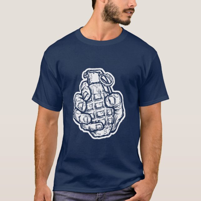 Handgranate im Stil von Comicen T-Shirt (Vorderseite)