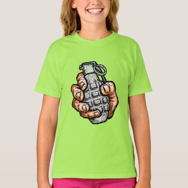 Handgranate im Stil von Comicen T-Shirt (Vorderseite)