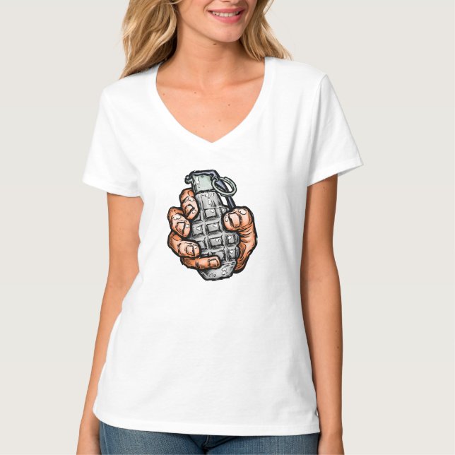 Handgranate im Stil von Comicen T-Shirt (Vorderseite)