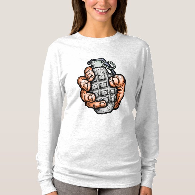 Handgranate im Stil von Comicen T-Shirt (Vorderseite)