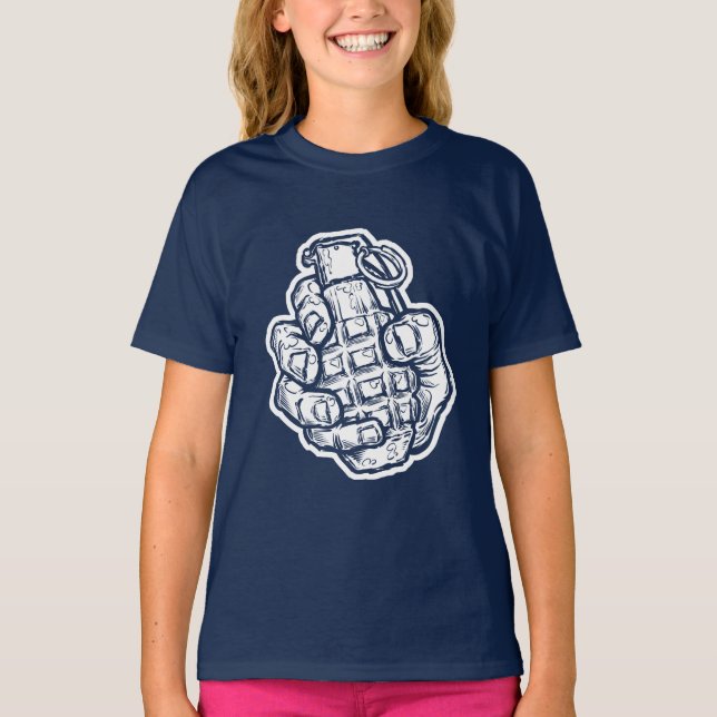 Handgranate im Stil von Comicen T-Shirt (Vorderseite)