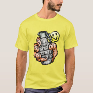 Handgranate mit Happy Face, Comic Style T-Shirt