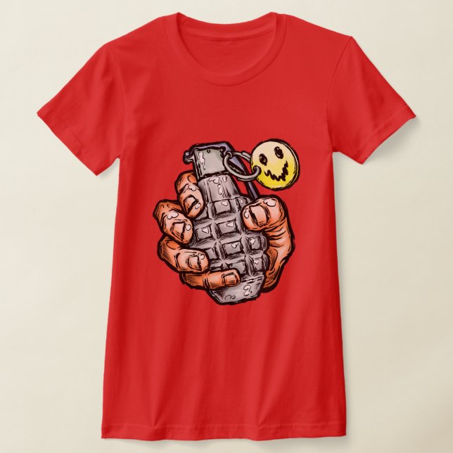 Handgranate mit Happy Face, Comic Style T-Shirt (Ablage )