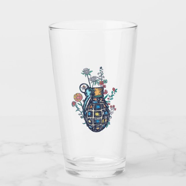 Handgranatvase aus Blume Glas (Vorderseite)