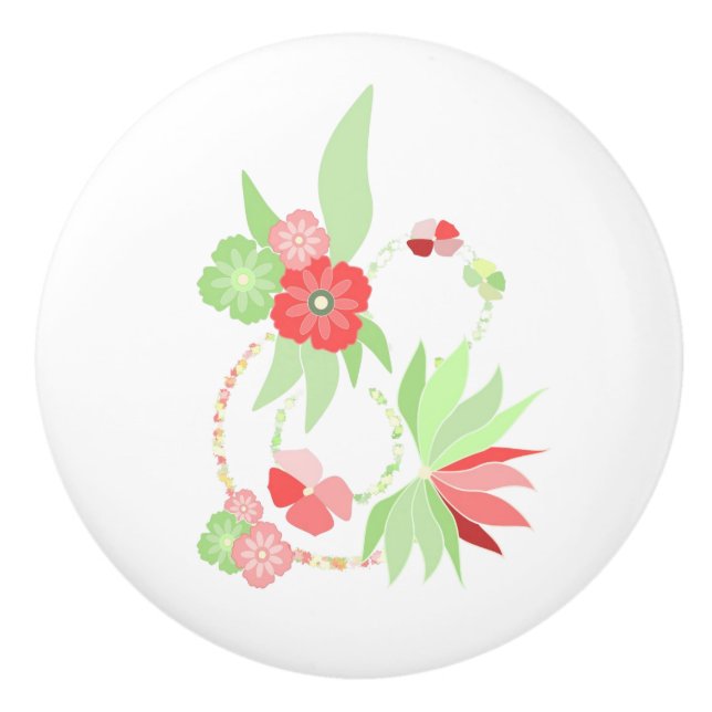 Handgriff aus Rosa-Blütenkeramik Keramikknauf (Vorderseite)