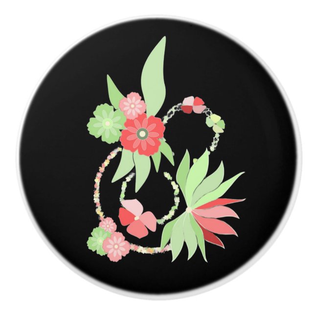 Handgriff aus Rosa-Blütenkeramik Keramikknauf (Vorderseite)