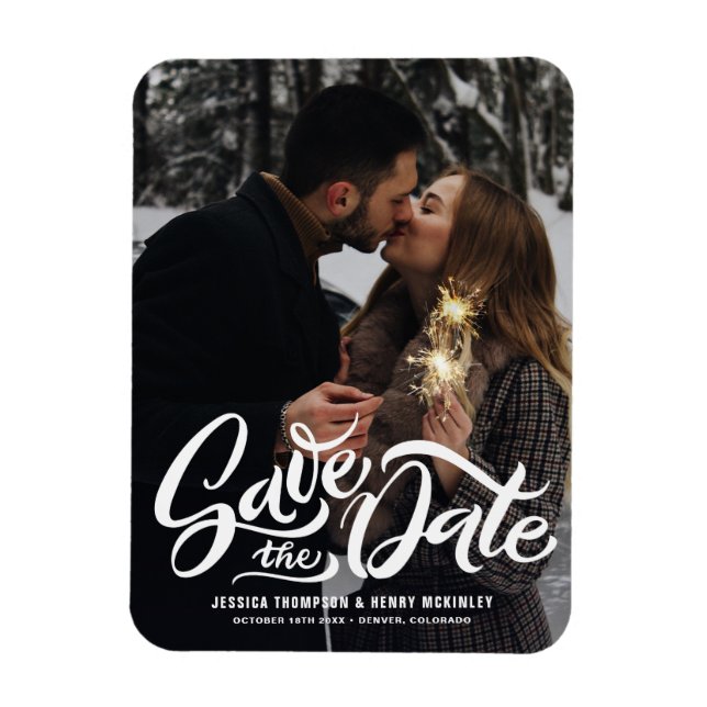 Handgriff Overlay-Foto Save the Date Magnet (Vertikal)