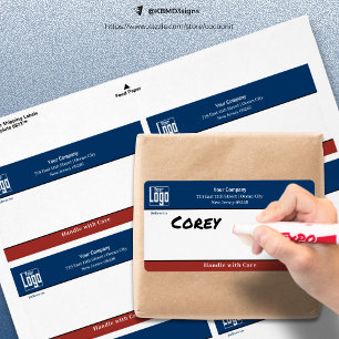 Handhabung mit sorgfältigem Business-Logo Blue Shi