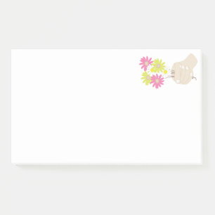 Handhalte Blume Post-it Klebezettel