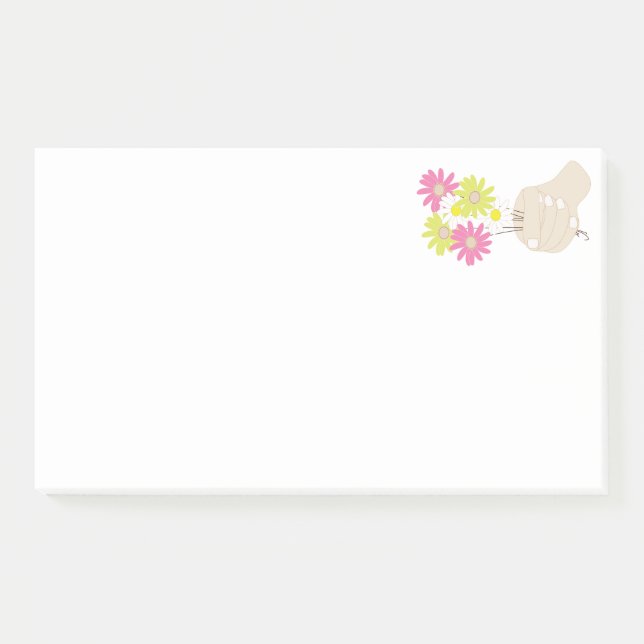 Handhalte Blume Post-it Klebezettel (Vorderseite)