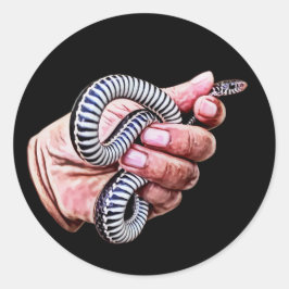Handhaltung Baby Schlange Reptil Tiere Kunst Runder Aufkleber