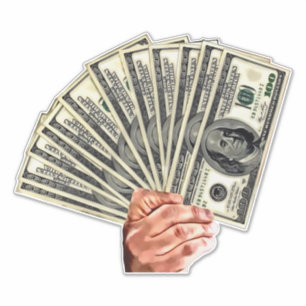 Handhaltung Hundert Dollar Scheine Geld Kunst Aufkleber