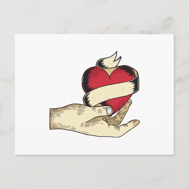 Handheld-Herz Postkarte (Vorderseite)