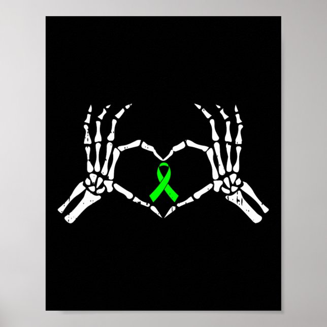 Handherz Mental Health Awareness Ribbon Krieger Poster (Vorne)