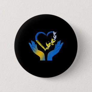 Handherz ukrainische Fahne Taube Ukraine stehen mi Button